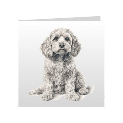 Square Greeting Cards with Sketched Cockapoos
