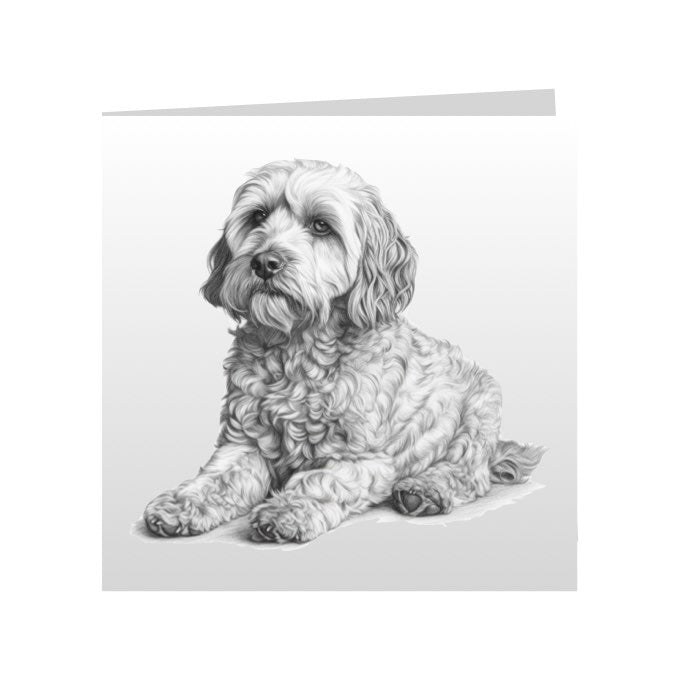 Square Greeting Cards with Sketched Cockapoos