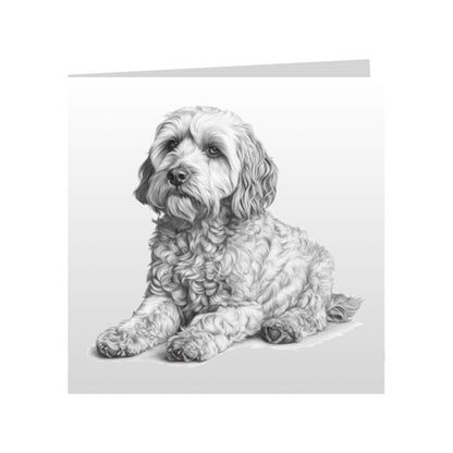 Square Greeting Cards with Sketched Cockapoos