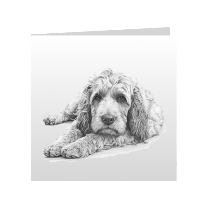 Square Greeting Cards with Sketched Cockapoos