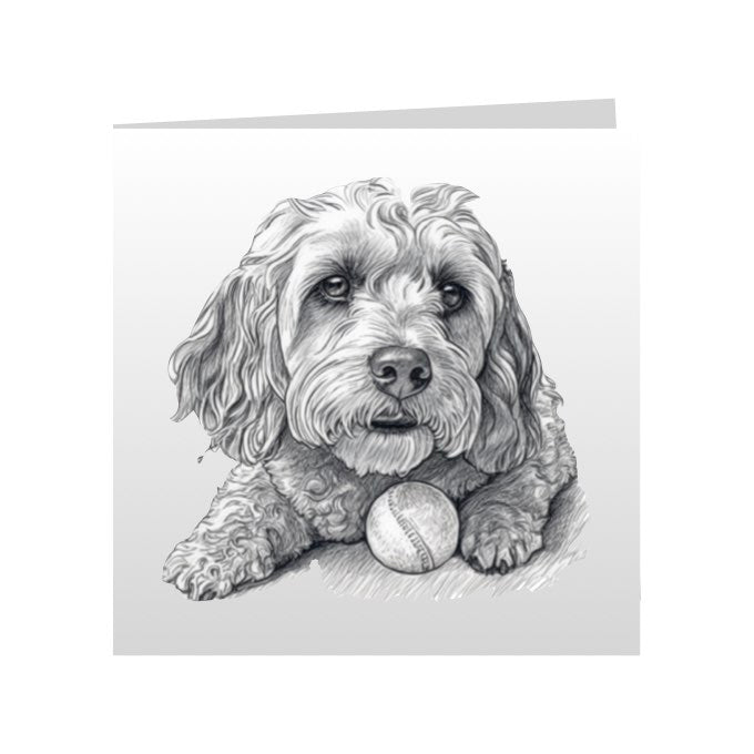 Square Greeting Cards with Sketched Cockapoos