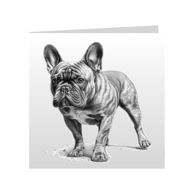 Square Greeting Cards with Sketched French Bulldog