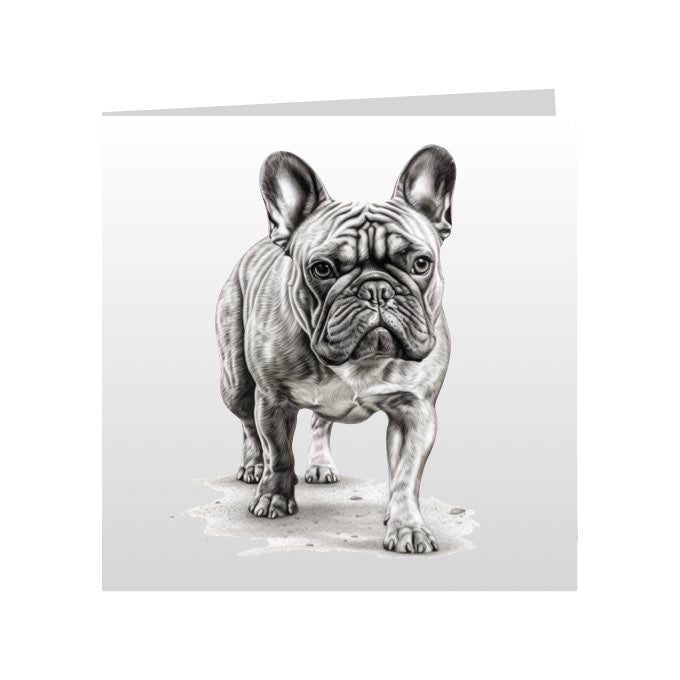 Square Greeting Cards with Sketched French Bulldog