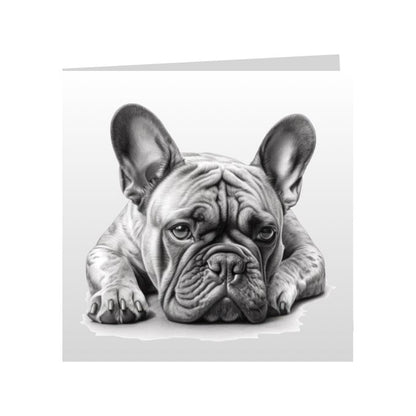 Square Greeting Cards with Sketched French Bulldog