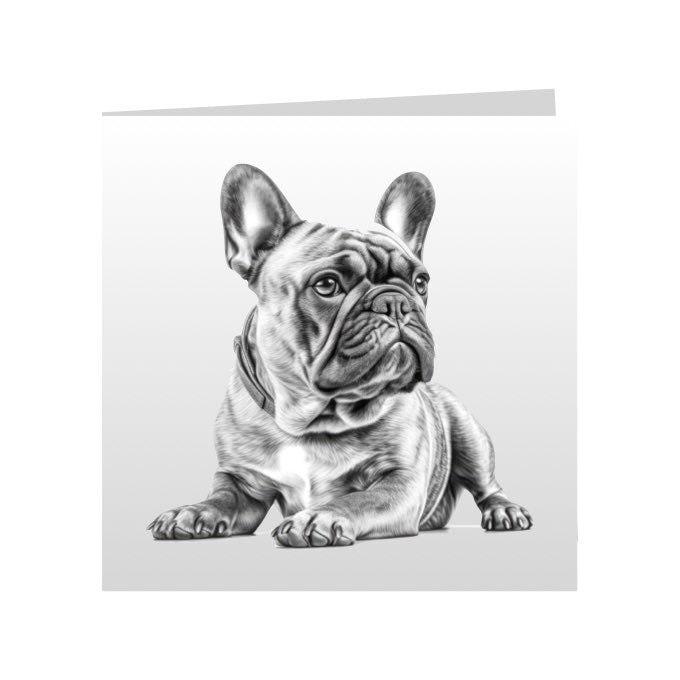 Square Greeting Cards with Sketched French Bulldog