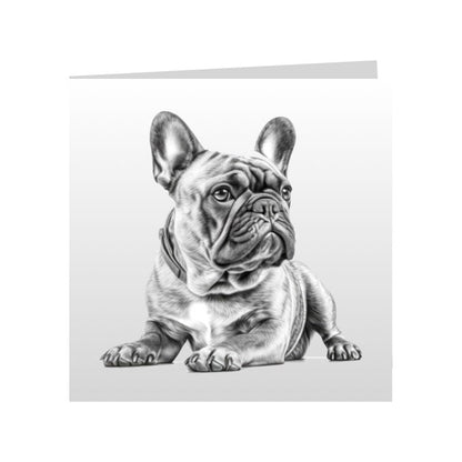 Square Greeting Cards with Sketched French Bulldog