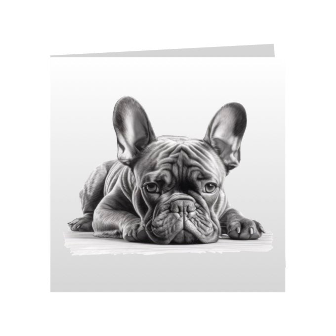 Square Greeting Cards with Sketched French Bulldog
