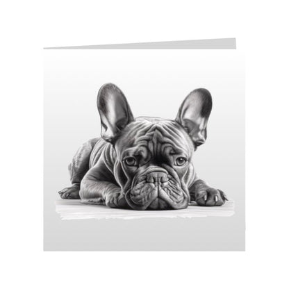 Square Greeting Cards with Sketched French Bulldog