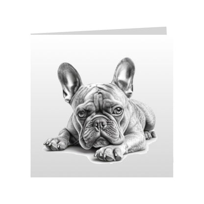 Square Greeting Cards with Sketched French Bulldog
