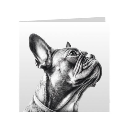 Square Greeting Cards with Sketched French Bulldog