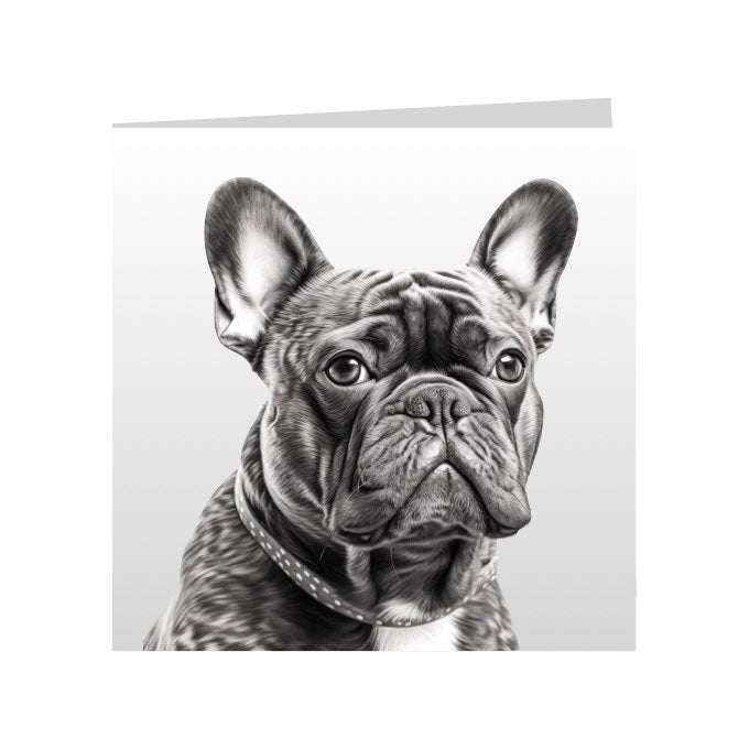 Square Greeting Cards with Sketched French Bulldog