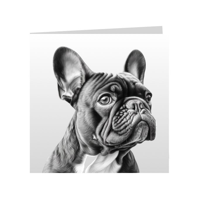 Square Greeting Cards with Sketched French Bulldog