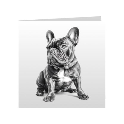 Square Greeting Cards with Sketched French Bulldog