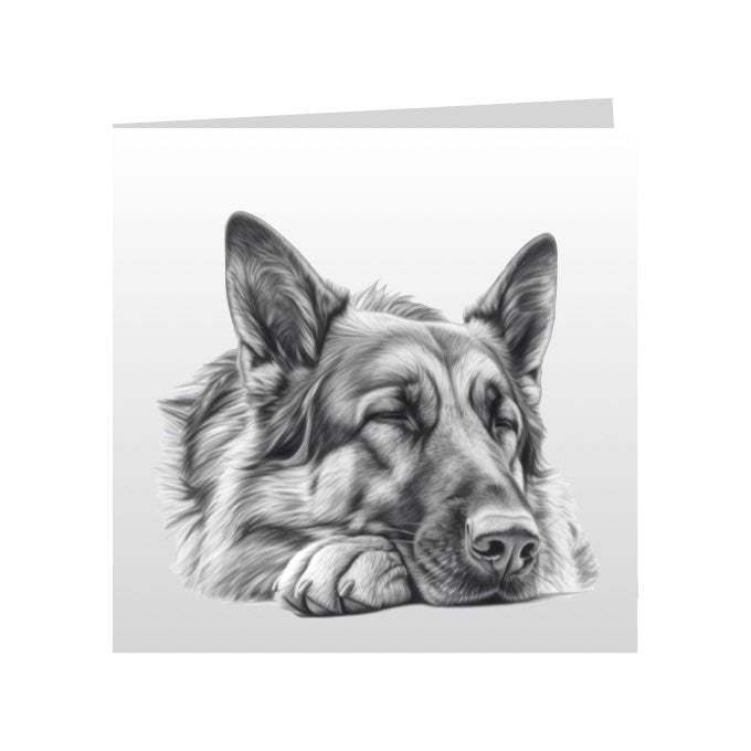 Square Greeting Cards with Sketched German Shepherds