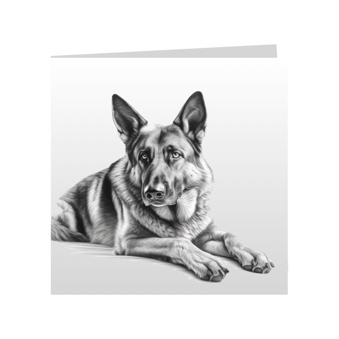 Square Greeting Cards with Sketched German Shepherds