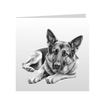 Square Greeting Cards with Sketched German Shepherds