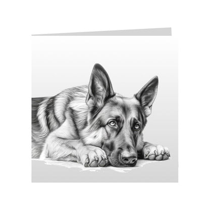 Square Greeting Cards with Sketched German Shepherds