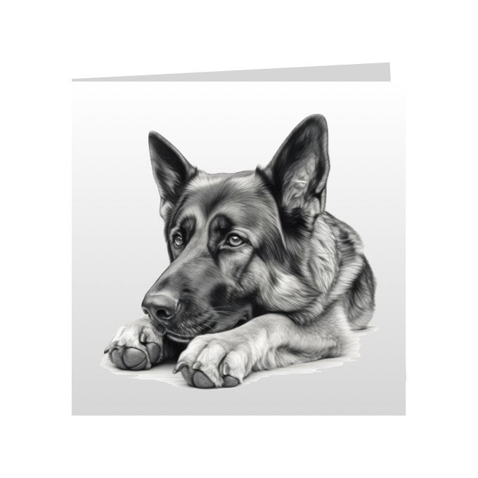 Square Greeting Cards with Sketched German Shepherds