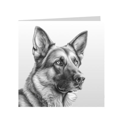 Square Greeting Cards with Sketched German Shepherds