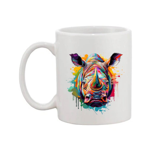 Mug - 11oz - Rhino in vibrant watercolours 2
