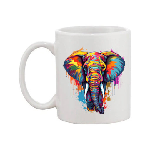 Mug - 11oz - Elephant in vibrant watercolours 2