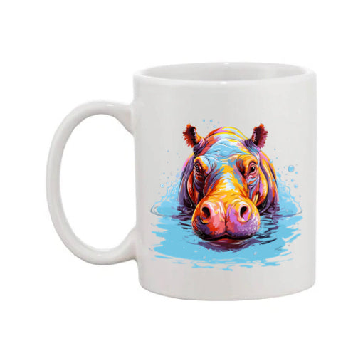 Mug - 11oz - Hippo in vibrant watercolours 1