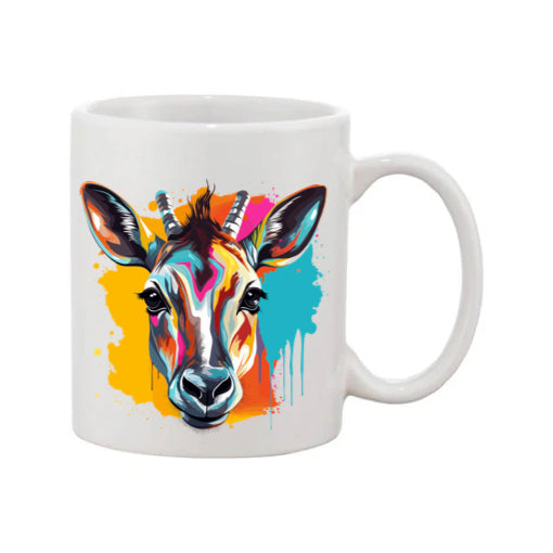 Mug - 11oz - Gazelle in vibrant watercolours 1