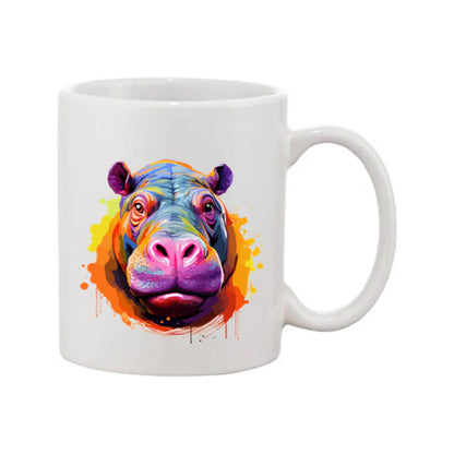 Mug - 11oz - Hippo in vibrant watercolours 2