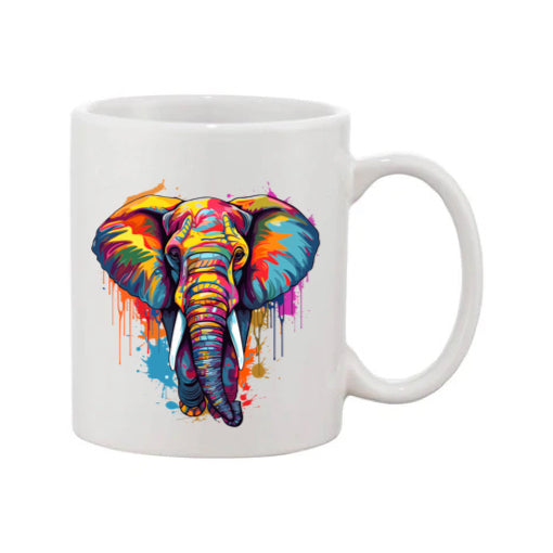 Mug - 11oz - Elephant in vibrant watercolours 2