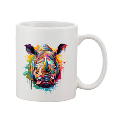 Mug - 11oz - Rhino in vibrant watercolours 2