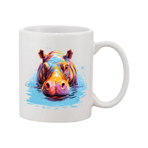 Mug - 11oz - Hippo in vibrant watercolours 1