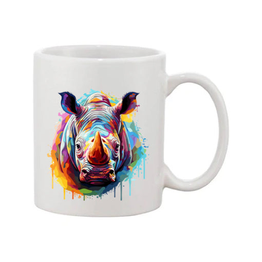 Mug - 11oz - Rhino in vibrant watercolours 1