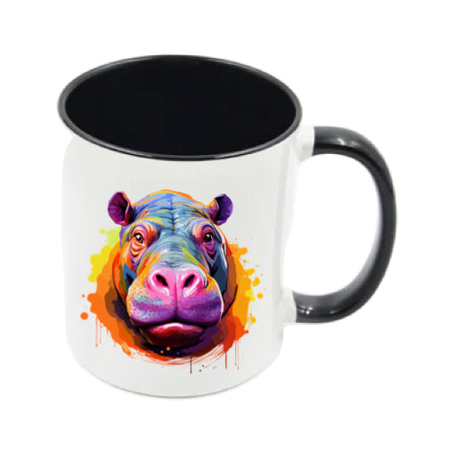 Mug - 11oz - Hippo in vibrant watercolours 2