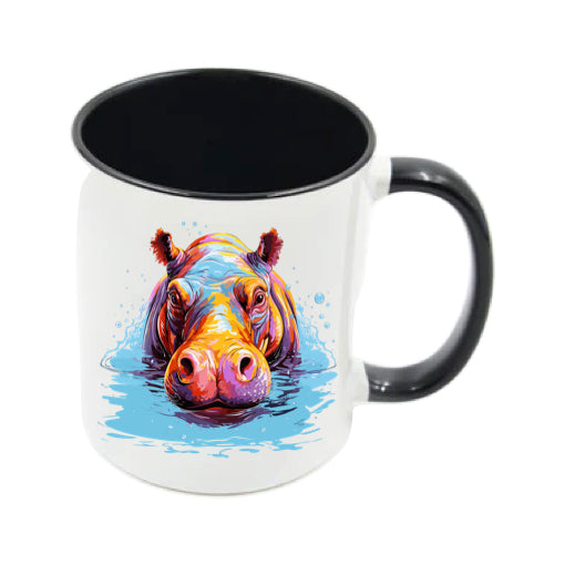 Mug - 11oz - Hippo in vibrant watercolours 1