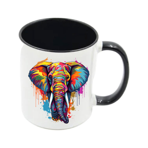 Mug - 11oz - Elephant in vibrant watercolours 2