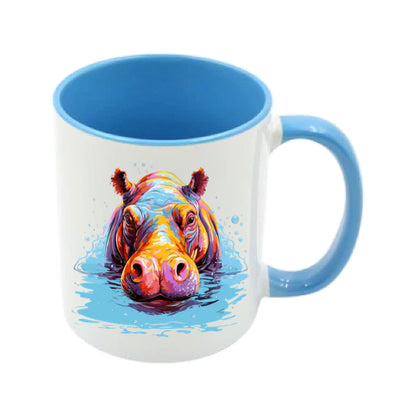 Mug - 11oz - Hippo in vibrant watercolours 1