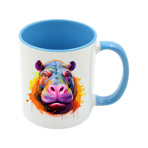 Mug - 11oz - Hippo in vibrant watercolours 2