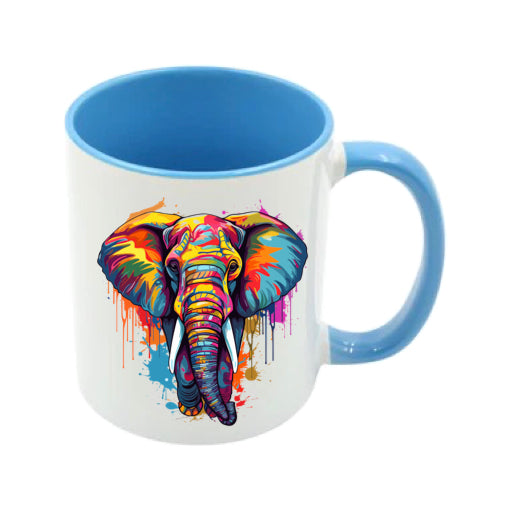 Mug - 11oz - Elephant in vibrant watercolours 2