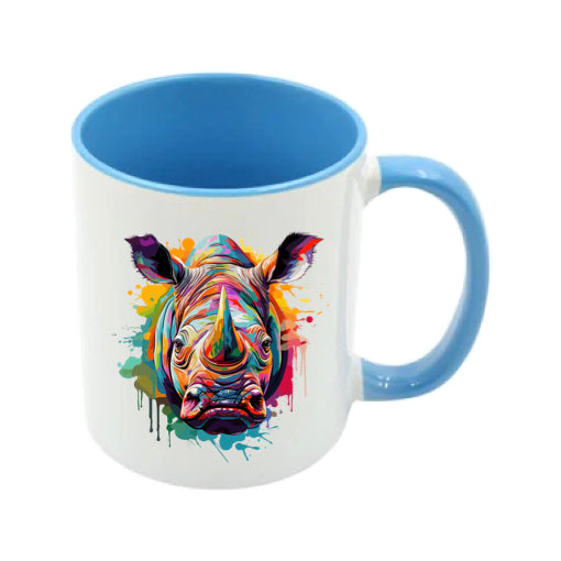 Mug - 11oz - Rhino in vibrant watercolours 2