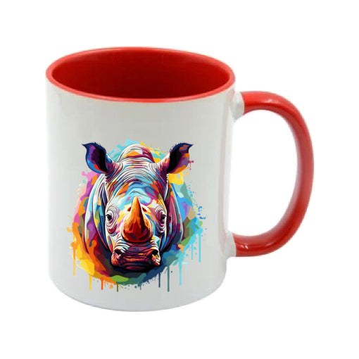 Mug - 11oz - Rhino in vibrant watercolours 1