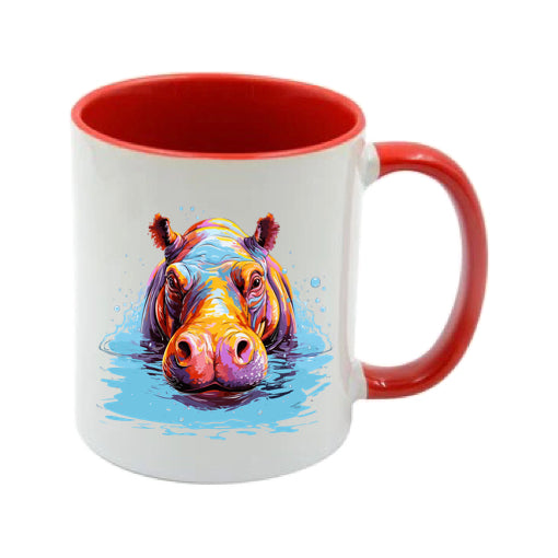 Mug - 11oz - Hippo in vibrant watercolours 1