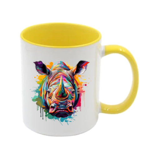 Mug - 11oz - Rhino in vibrant watercolours 2