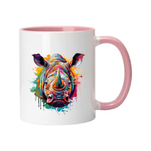 Mug - 11oz - Rhino in vibrant watercolours 2