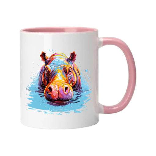 Mug - 11oz - Hippo in vibrant watercolours 1