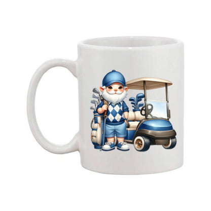 Mug - 11oz - Blue Golfer Gnome & Trolley 1