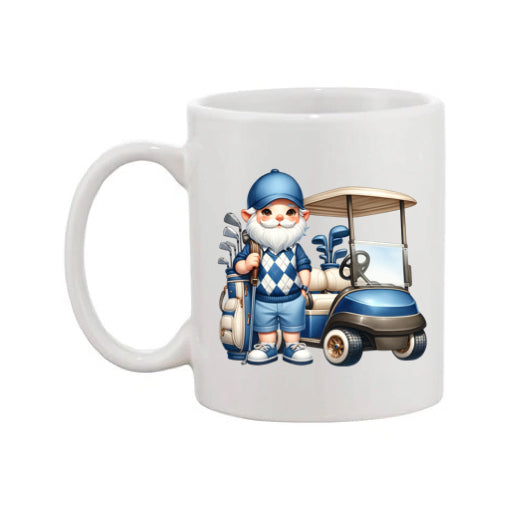 Mug - 11oz - Blue Golfer Gnome & Trolley 1