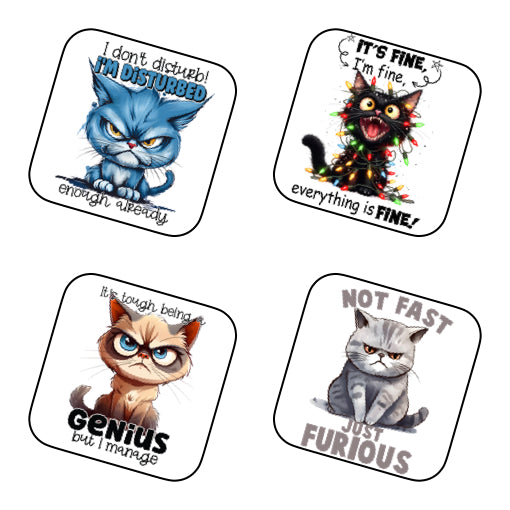 Coasters of Sarcastic Quotes with Cats