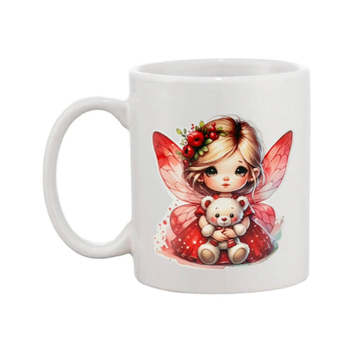 Mug - 11oz - Pink fairy holding a teddy