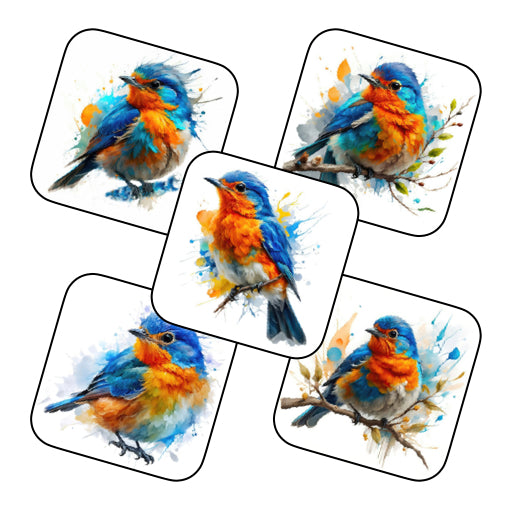 Coasters of Birds - Blue & Orange