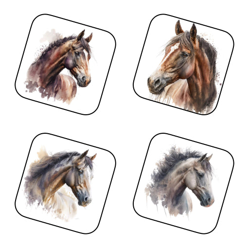 Coasters of Watercolour Horses